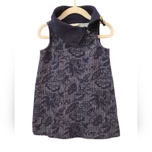 JANIE AND JACK BLUE FLORAL DRESS WITH GOLD BUTTON DETAIL. SZ 2T